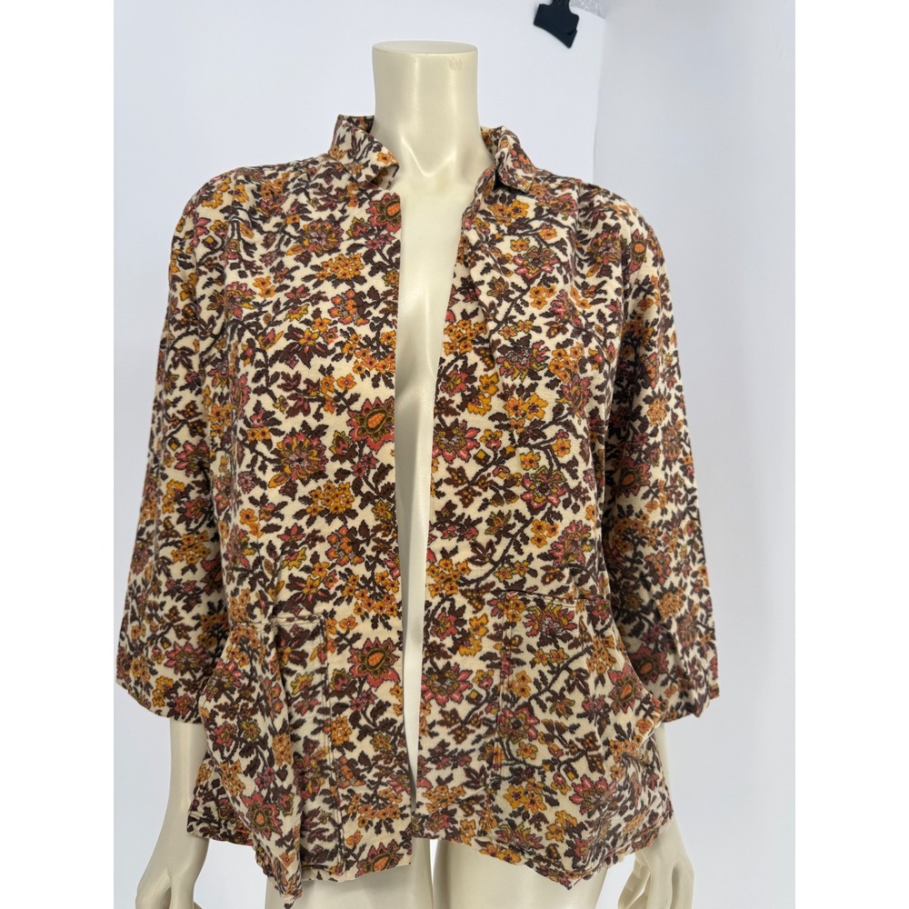 Vintage 1960s‎ Open Front Corduroy Jacket Mid Century Mod Loungewear Shacket